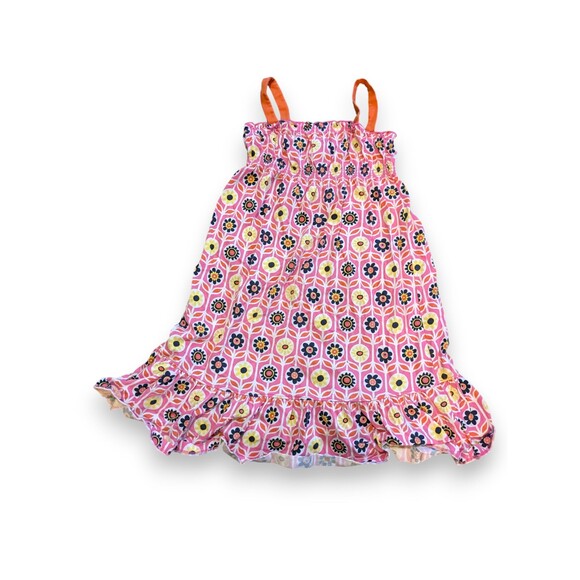 Hanna Andersson Sleeveless Pink Orange Floral Sundress Girls 120 US 6-7 - Picture 1 of 8